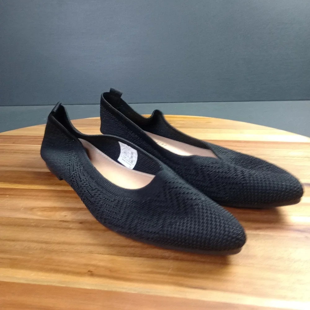 Charles Albert Knit Ballet Flats Womens Sz 10 Comfort Shoes Black Slip On Casual